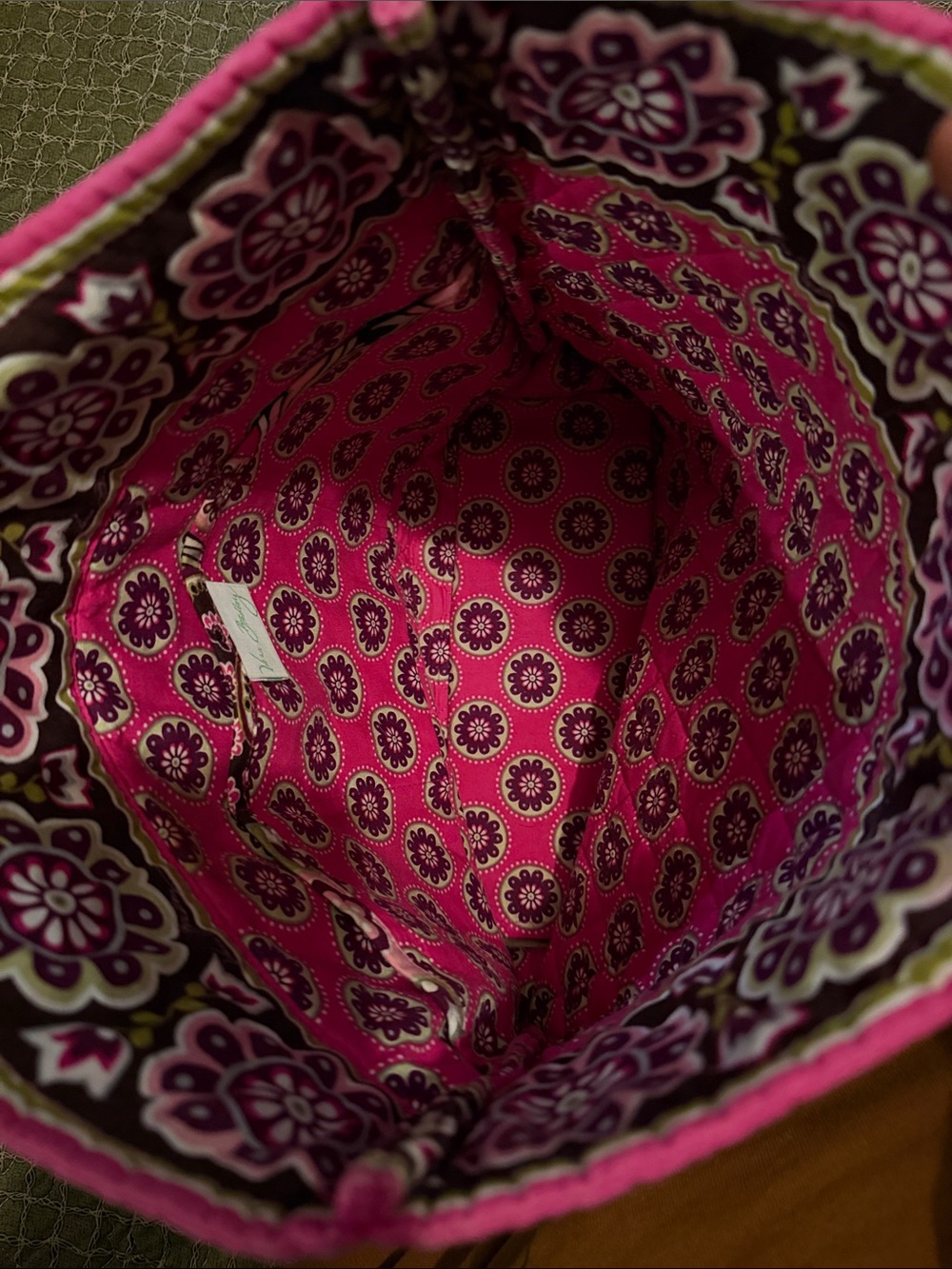 Vera Bradley Pink Paisley Quilted Tote with Floral Trim - Picture 4 of 8